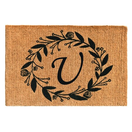 Configuracion 24 x 36 x 1.5 in. Black Rose Rectangular Doormat Natural - Letter U CO2830134